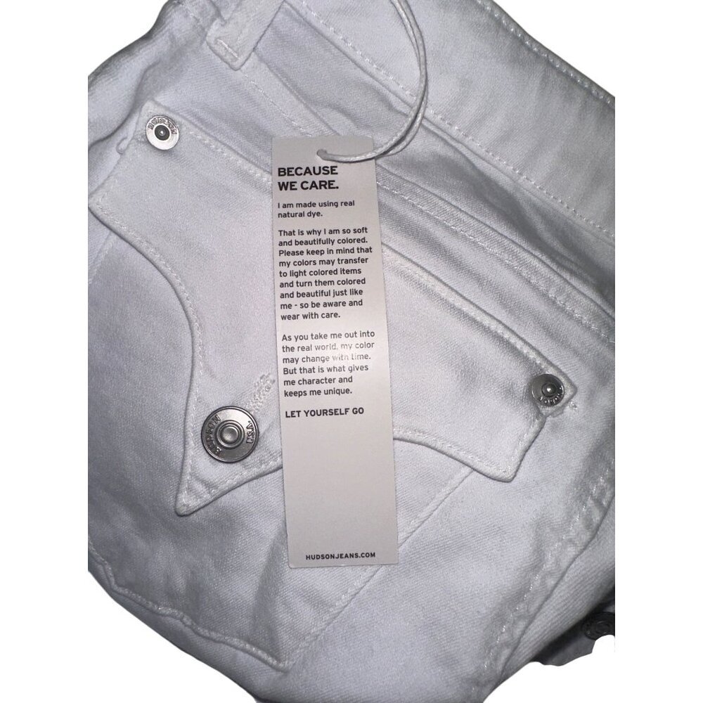 Hudson Bacara Crop Straight Cuffed Jeans Womens Size 26 White Cotton Denim - Picture 5 of 8